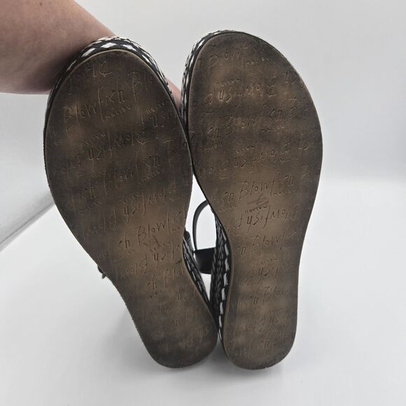 Blowfish Sandals Black White Aztec Platform Shoes Women Size 10 Boho Ankle Strap - Picture 7 of 11